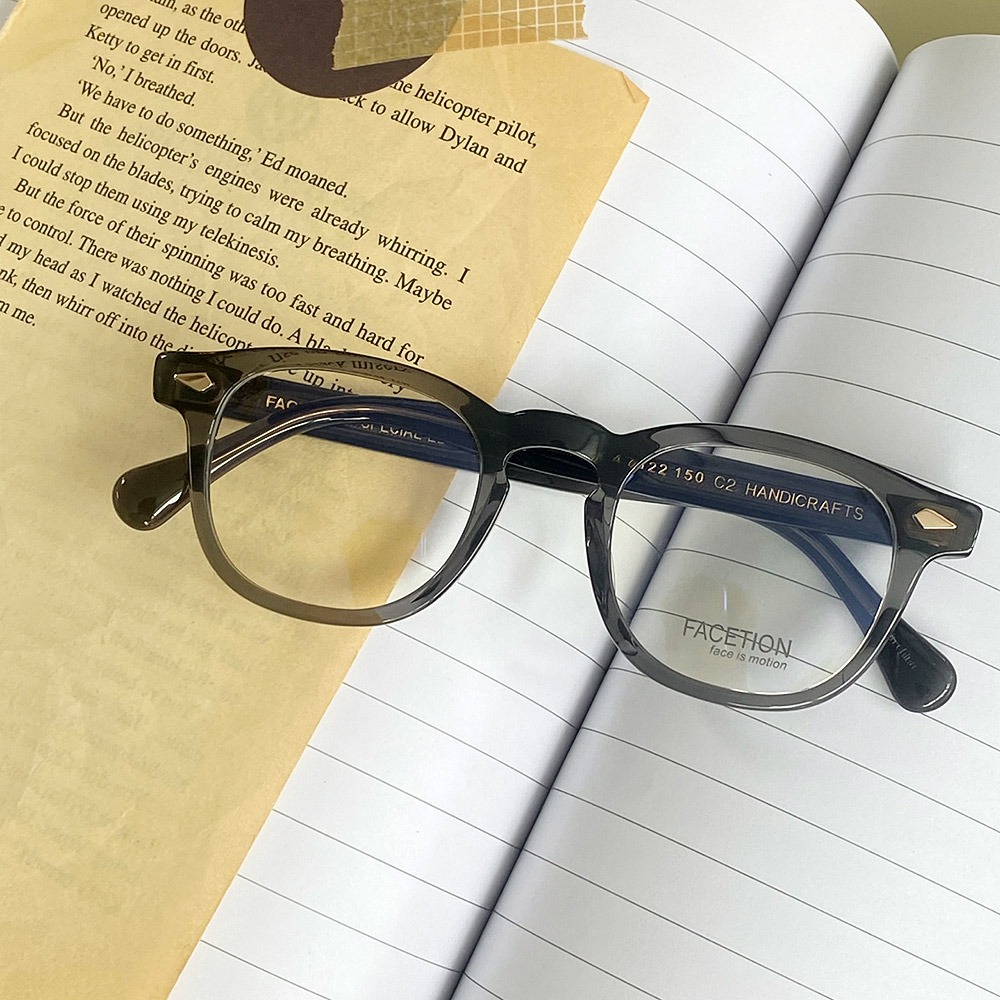 세컨아이즈-페이션 마크 MARK C2 투명그레이 아넬형 뿔테 안경