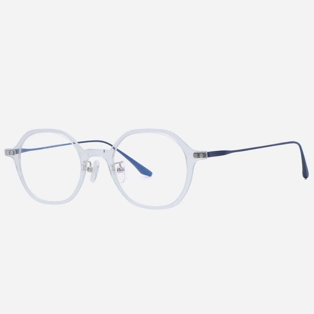 세컨아이즈-그라픽플라스틱 람스 펜슬 RAMS pencil 02 c.blue 다각형 뿔테 안경