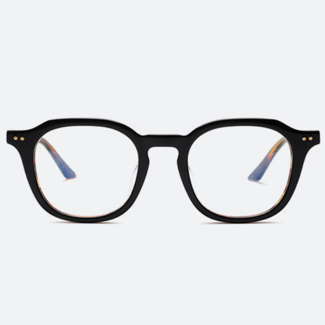 세컨아이즈-그라픽플라스틱 마크 mark 03 블랙,브라운호피 사각 뿔테 안경