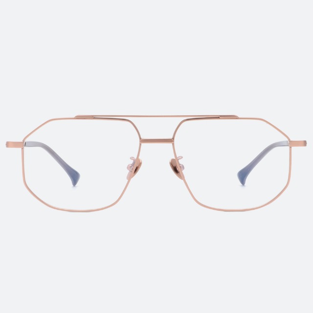 세컨아이즈-박하나 안경 프로젝트프로덕트 FS14 CMPG 로즈골드 다각 투브릿지 안경테